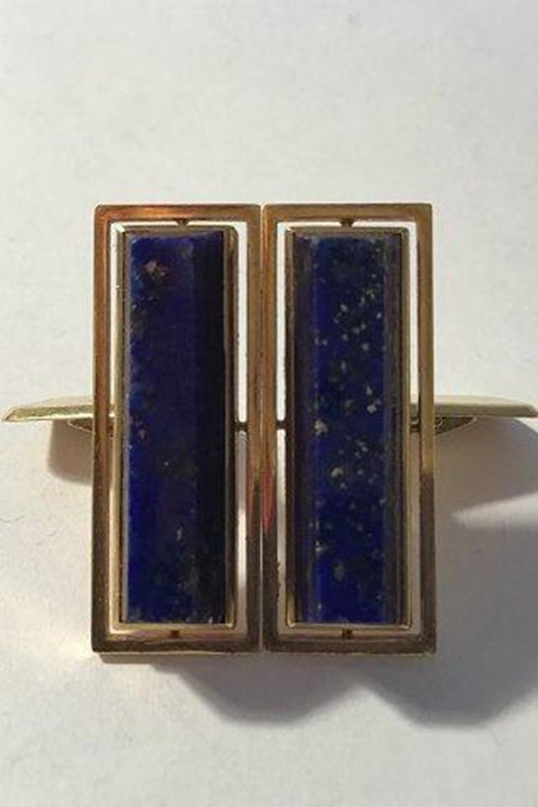 Georg Jensen 18k Gold Cufflinks No 810 Lapis Lazuli In Good Condition For Sale In Copenhagen, DK