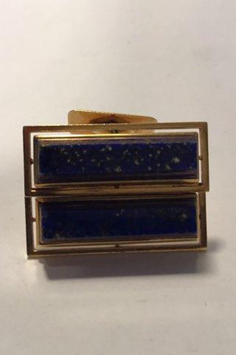 Women's Georg Jensen 18k Gold Cufflinks No 810 Lapis Lazuli For Sale