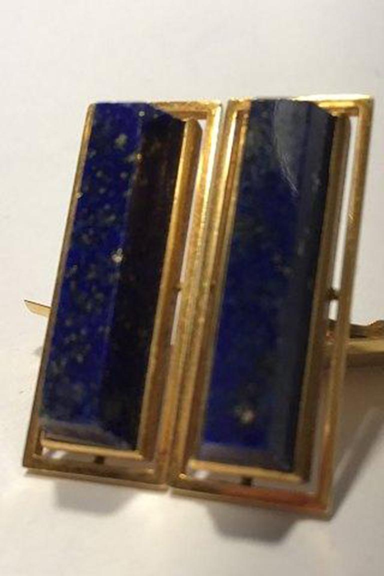 Georg Jensen 18k Gold Cufflinks No 810 Lapis Lazuli For Sale 2