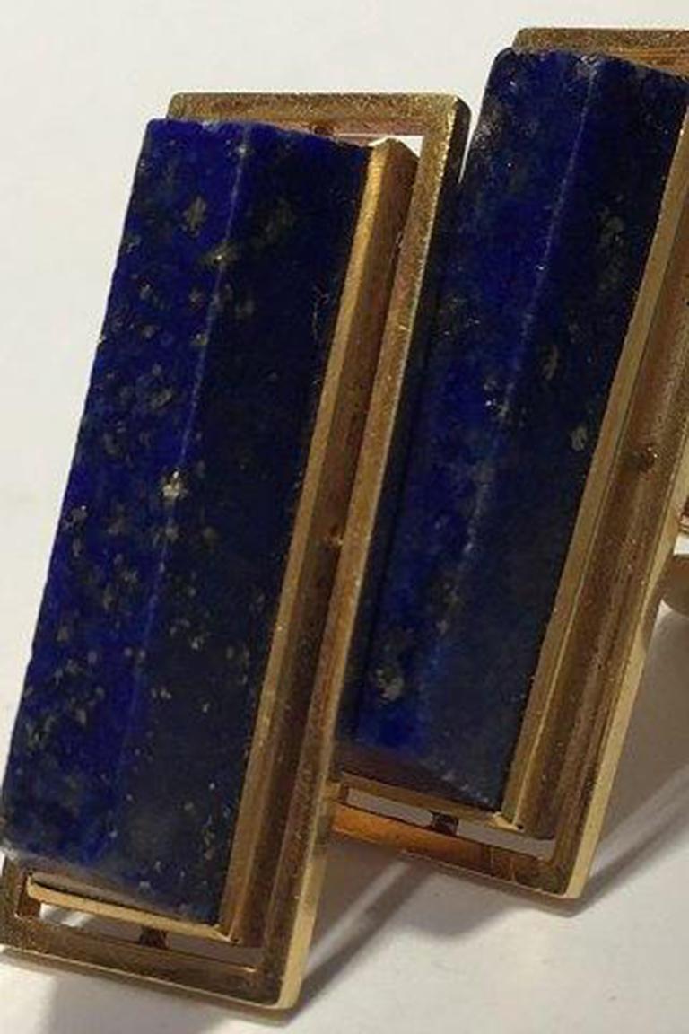 Georg Jensen 18k Gold Cufflinks No 810 Lapis Lazuli For Sale 3
