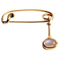 Georg Jensen 18k Gold & Moonstone Brooch Designed by Vivianna Torun Bulow-Hube