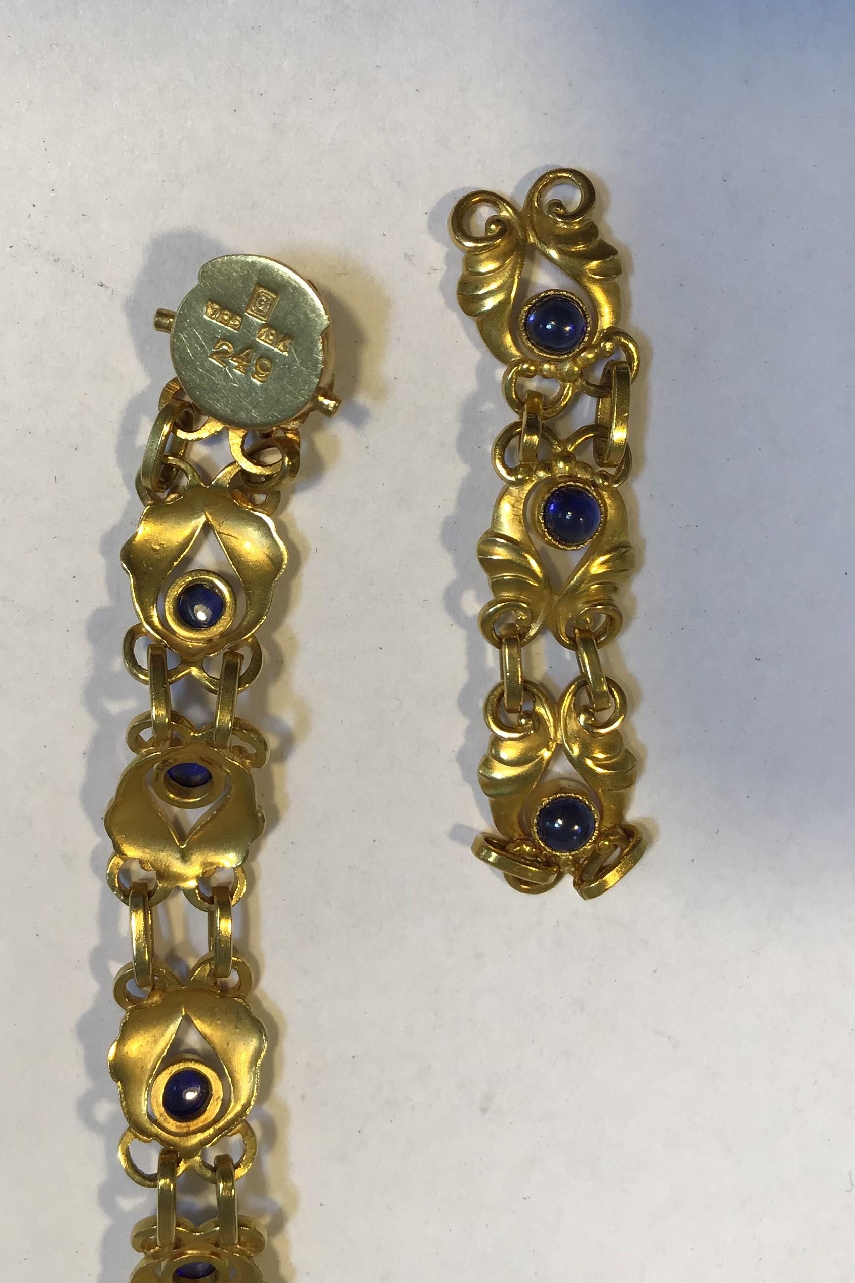 Cabochon Georg Jensen 18 Karat Gold Necklace with Saphires No 249 For Sale