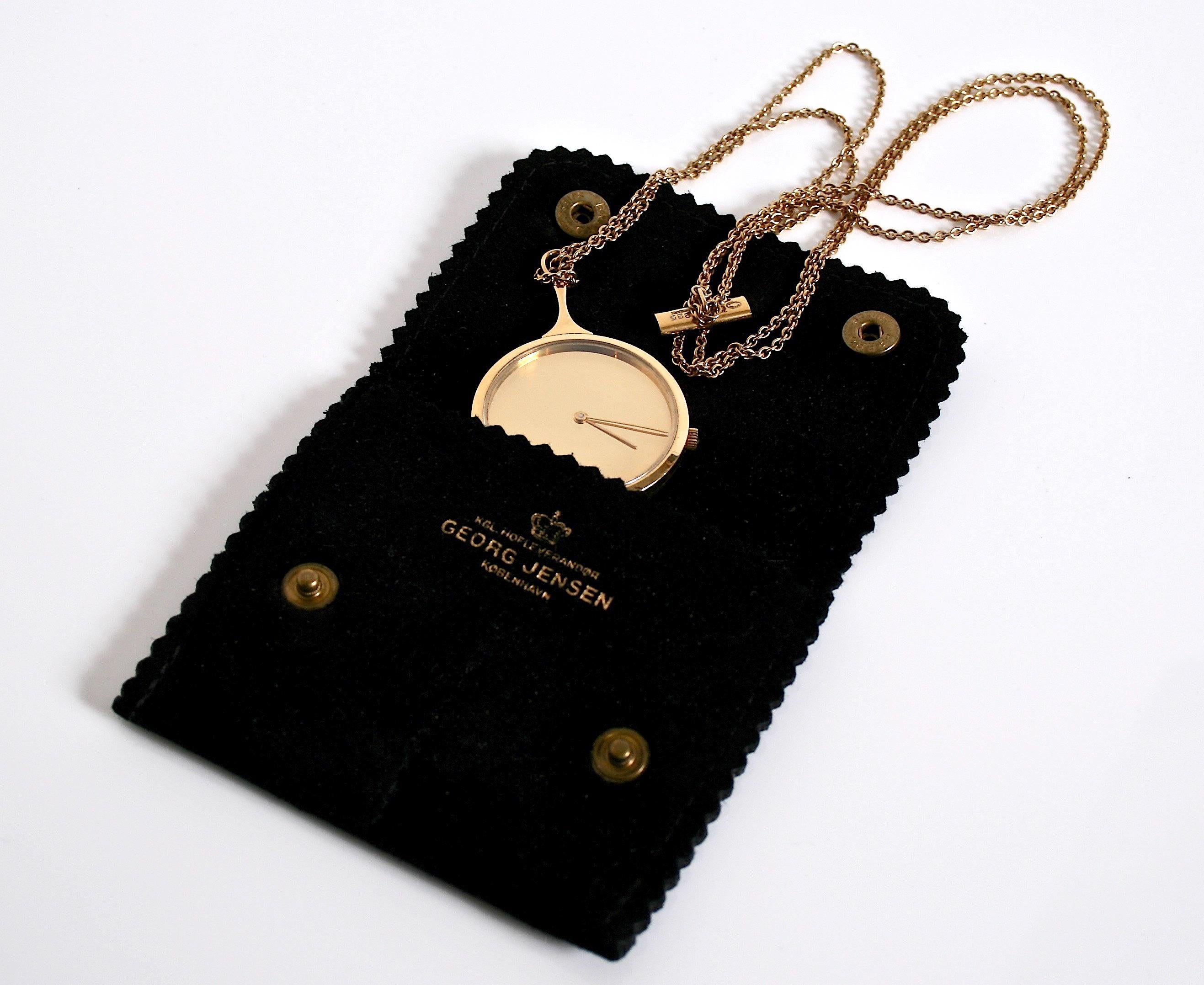 Georg Jensen 18 karat Gold Pendant Watch designed by Vivianna Torun Bulow-Hube  In Good Condition For Sale In London, GB