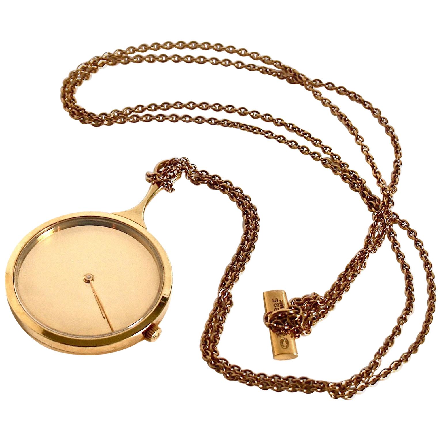 Georg Jensen 18 karat Gold Pendant Watch designed by Vivianna Torun Bulow-Hube  For Sale