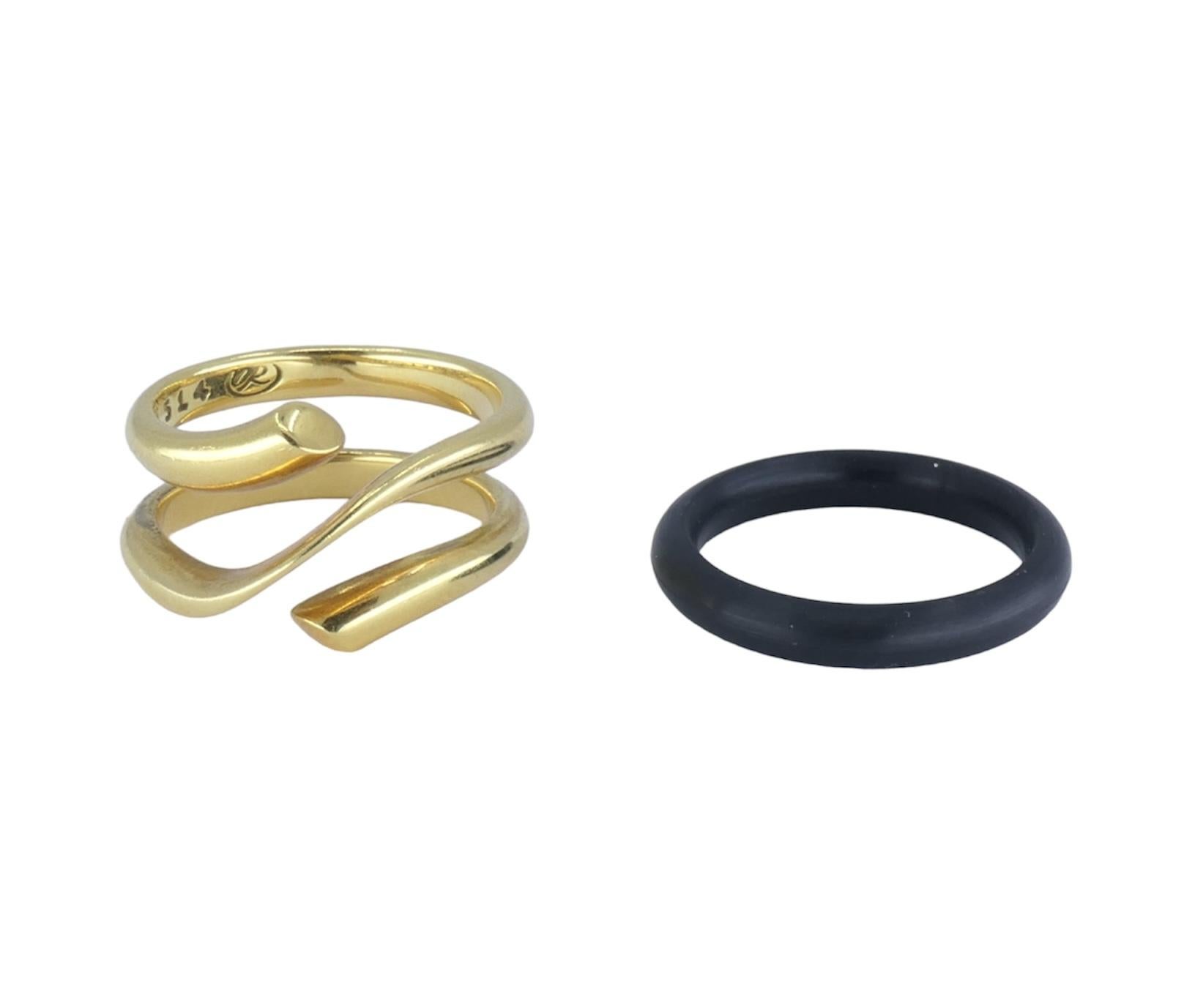 Georg Jensen 18k Gold Rubber Ring 7 In Excellent Condition For Sale In Beverly Hills, CA