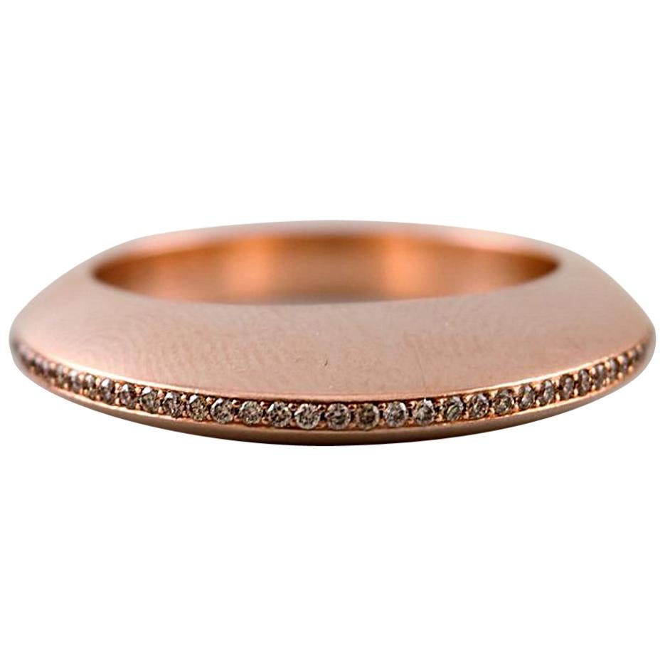 Georg Jensen 18K Rose Gold Dune with Brilliant-Cut Diamonds Ring 