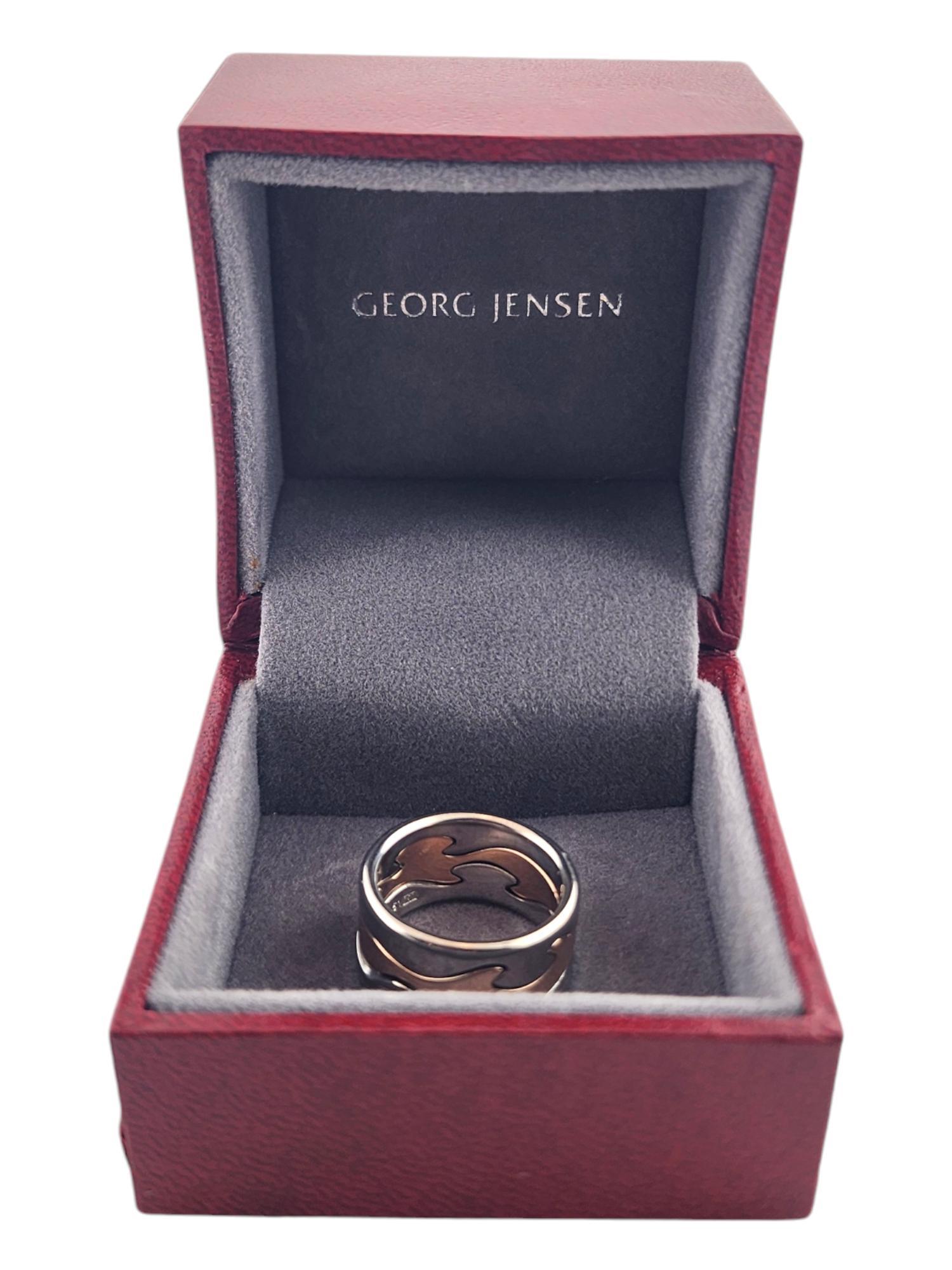 Georg Jensen 18K White & Rose Gold 3 Piece Fusion Ring Size 6.5 w/box #19226 5