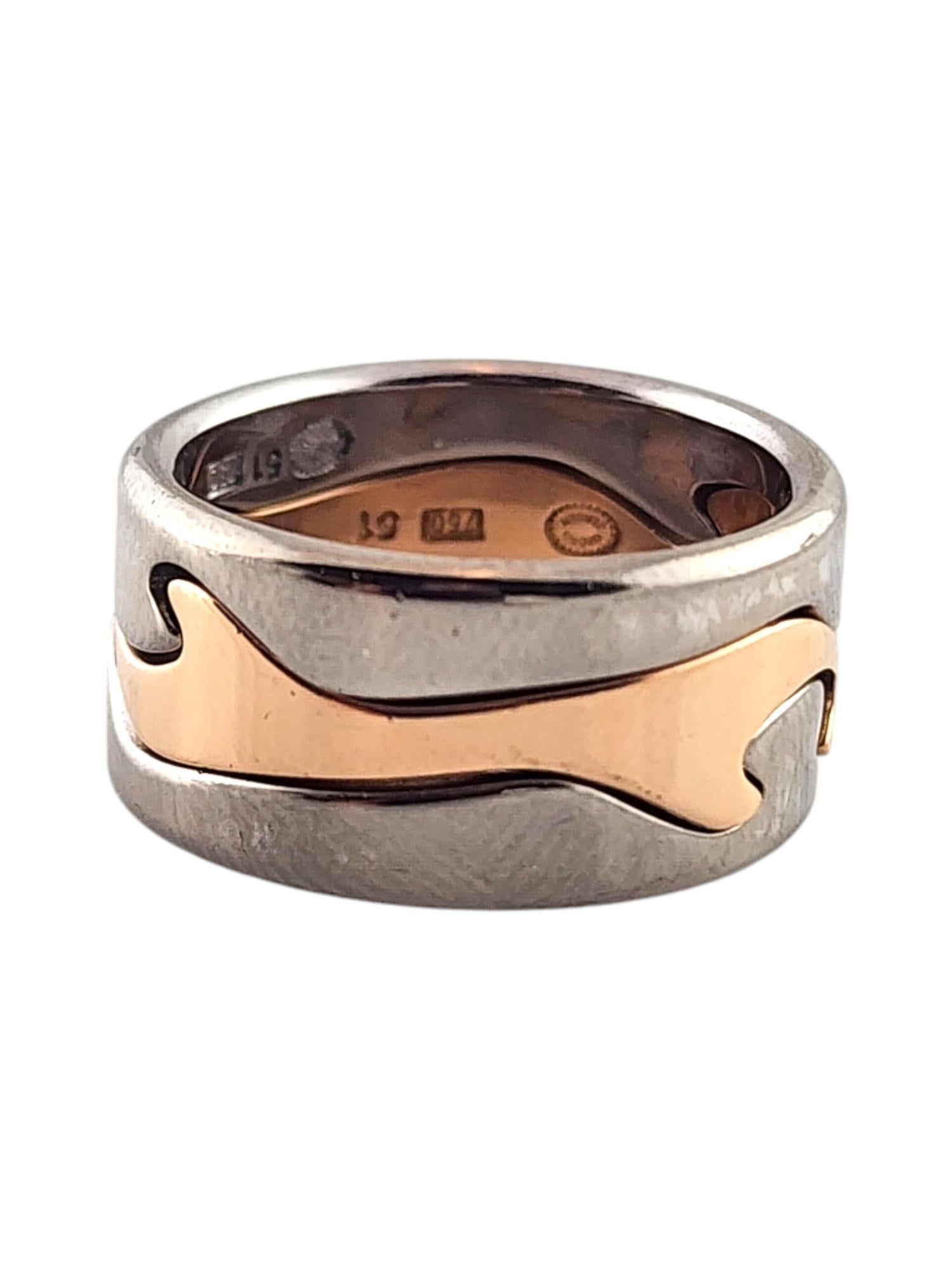 Contemporary Georg Jensen 18K White & Rose Gold 3 Piece Fusion Ring Size 6.5 w/box #19226