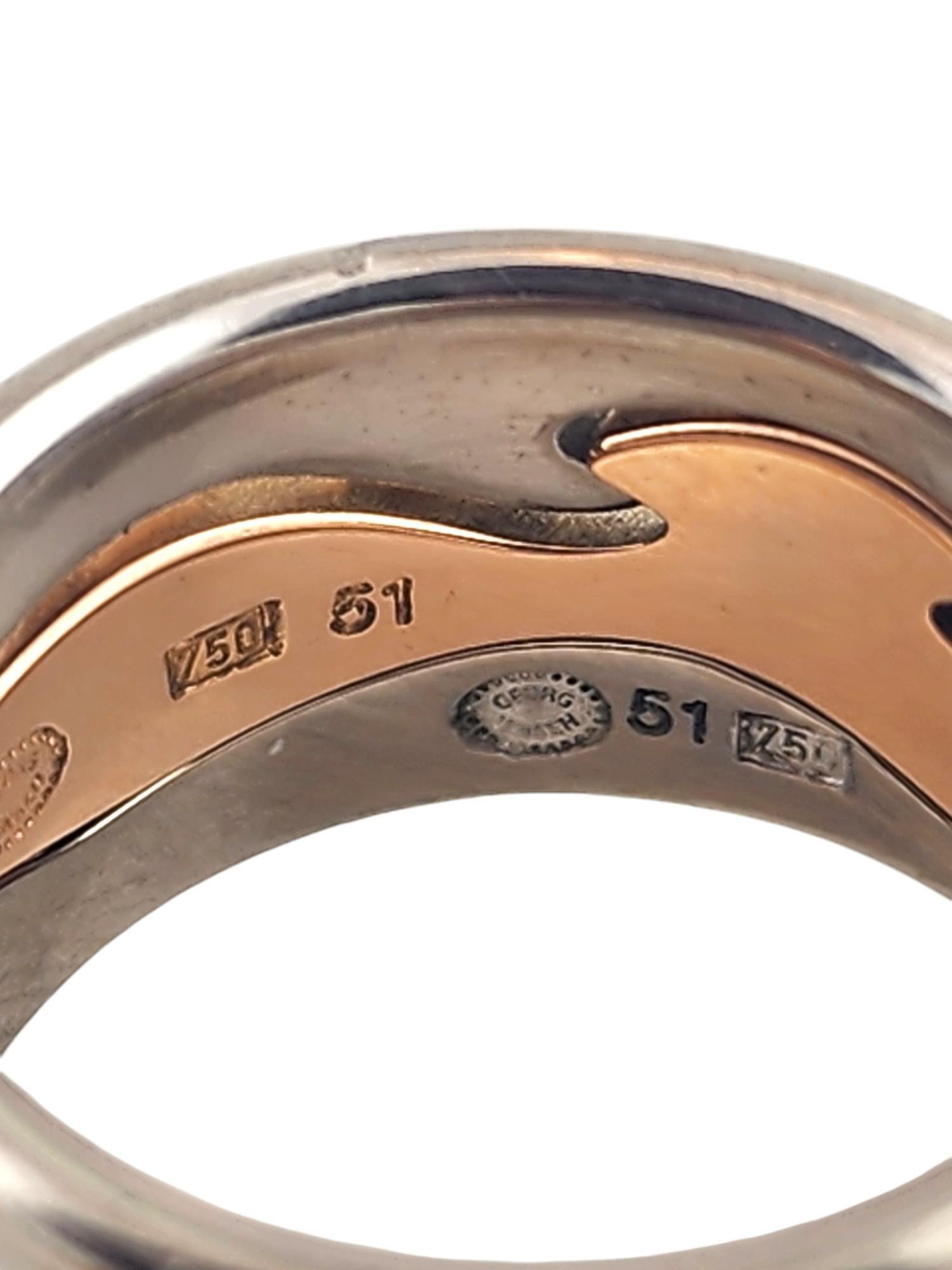 Georg Jensen 18K White & Rose Gold 3 Piece Fusion Ring Size 6.5 w/box #19226 1