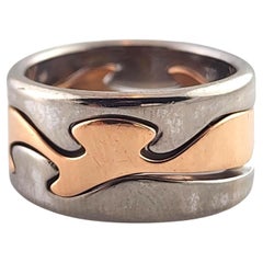 Georg Jensen 18K White & Rose Gold 3 Piece Fusion Ring Size 6.5 w/box #19226