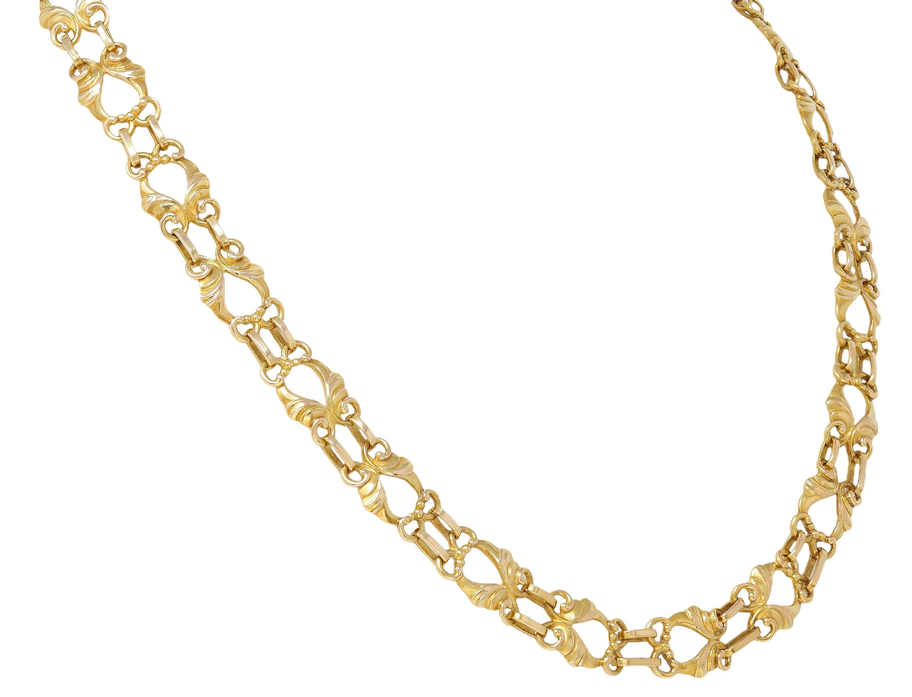 Georg Jensen 1930's 18 Karat Gelbgold Vintage Swirling Fancy Chain Halskette im Zustand „Hervorragend“ im Angebot in Philadelphia, PA