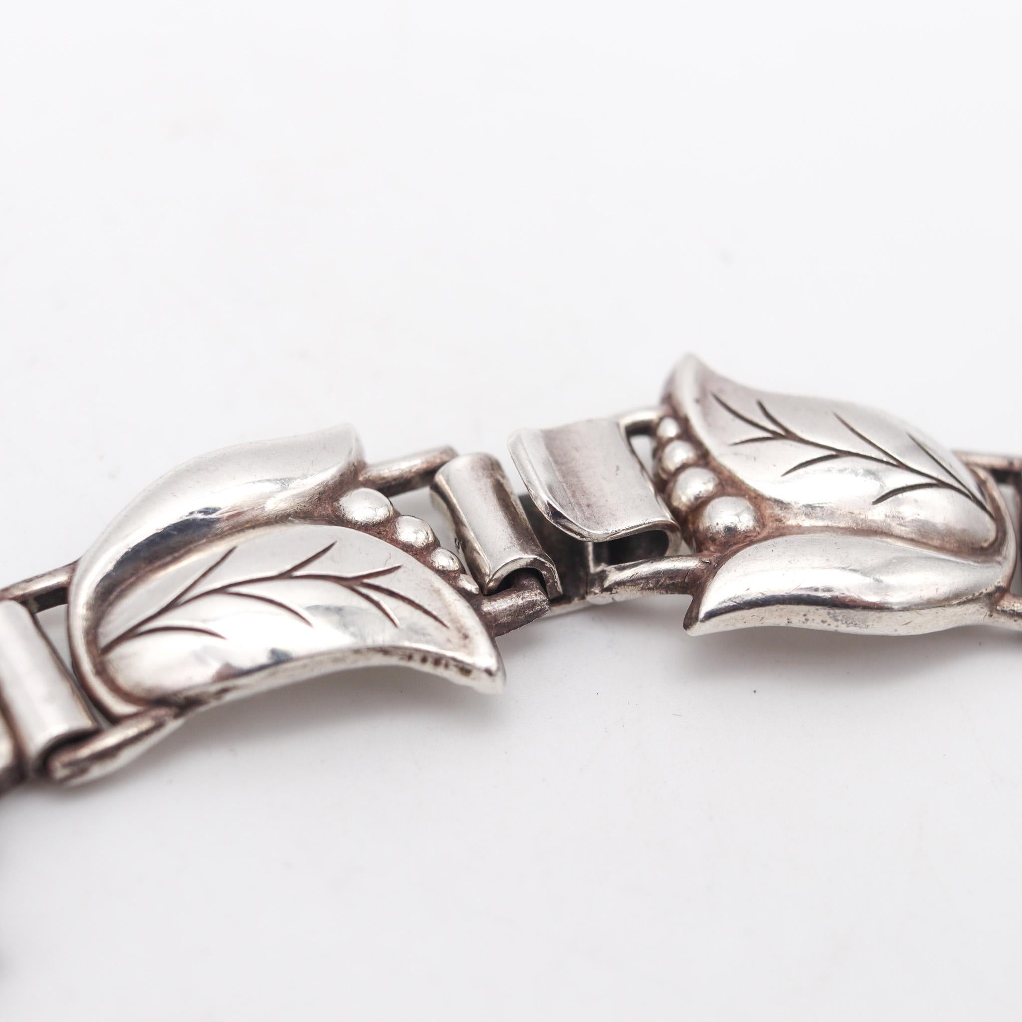 Women's Georg Jensen 1940 La Paglia Rare Art Deco Tulips Necklace In 925 Sterling Silver