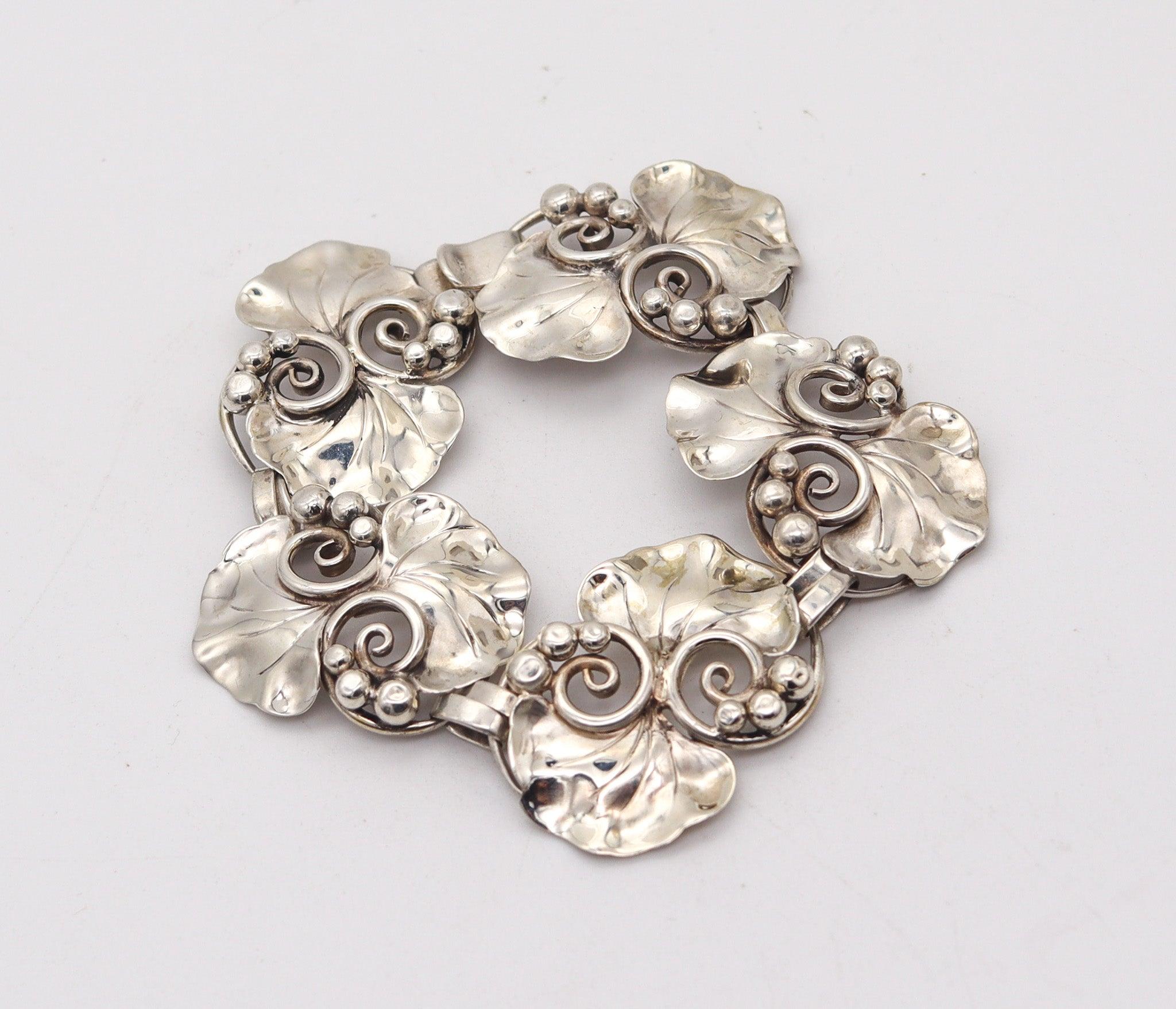 GEORG JENSEN 1945 La Paglia Rara pulsera Art Déco de plata de ley 925 Art Decó