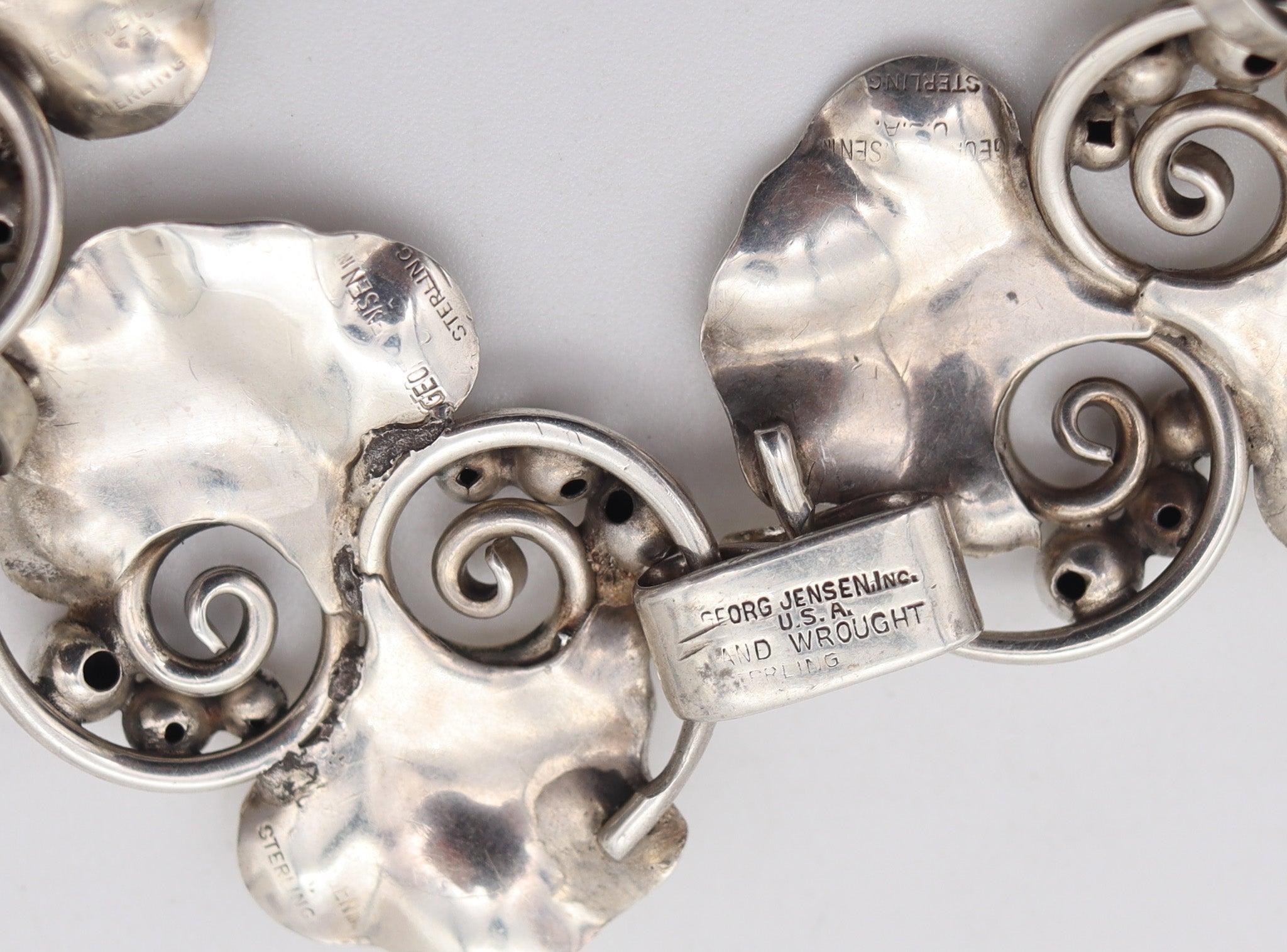 De las mujeres GEORG JENSEN 1945 La Paglia Rara pulsera Art Déco de plata de ley 925