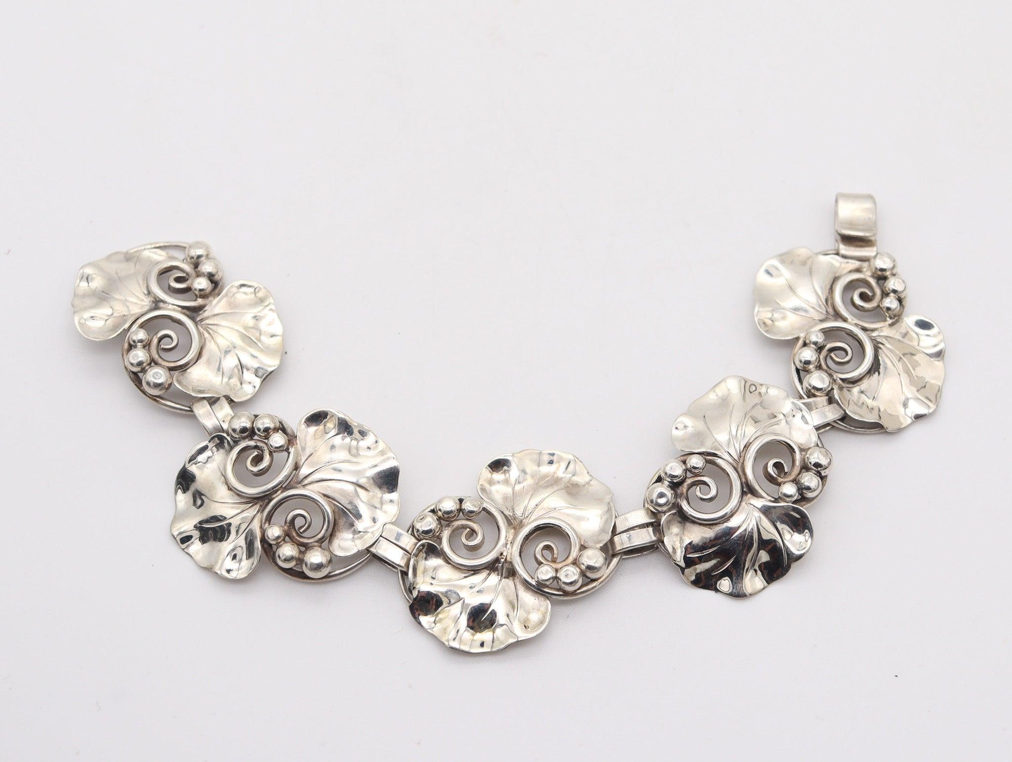 GEORG JENSEN 1945 La Paglia Rara pulsera Art Déco de plata de ley 925 1
