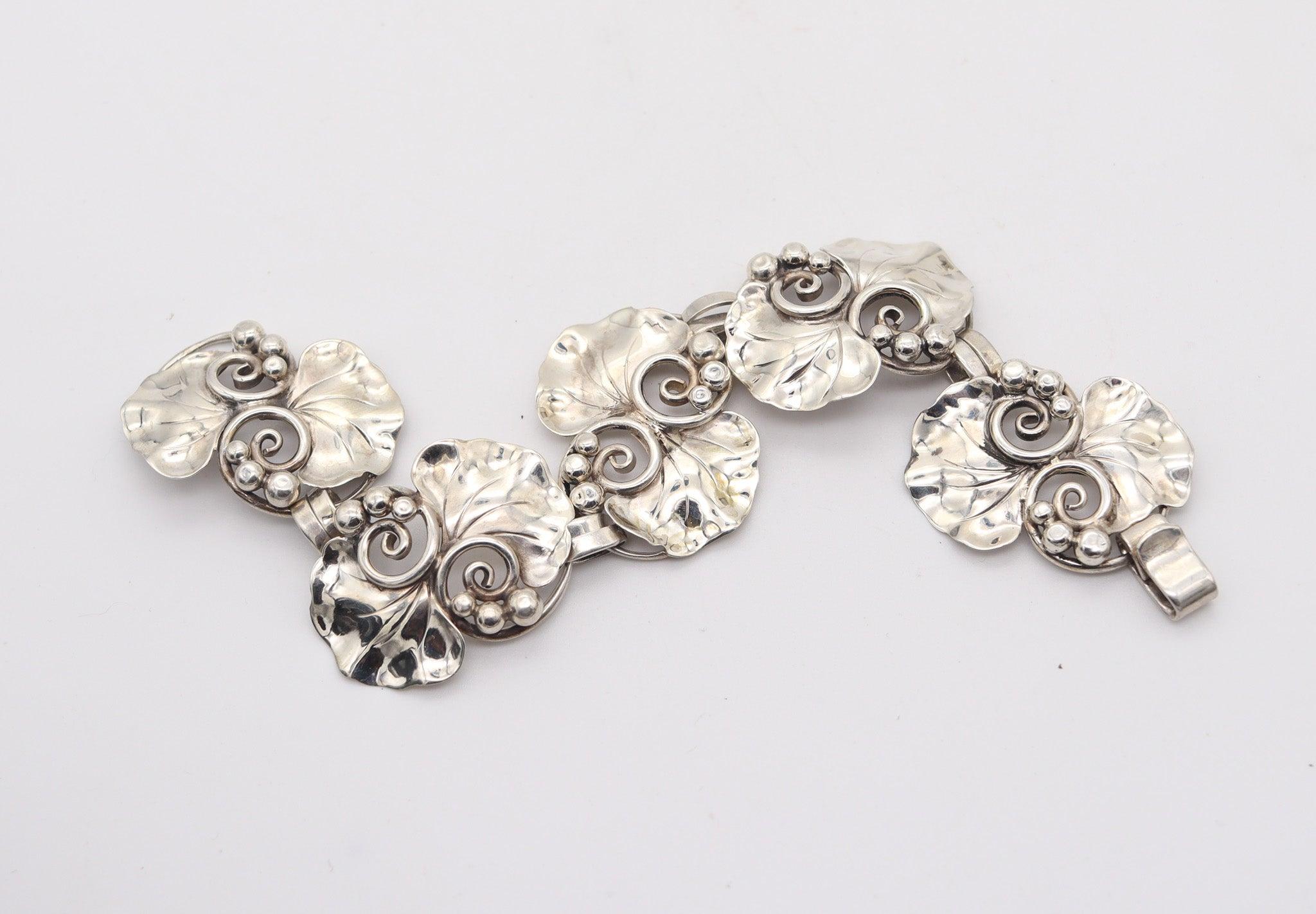 GEORG JENSEN 1945 La Paglia Rara pulsera Art Déco de plata de ley 925 2