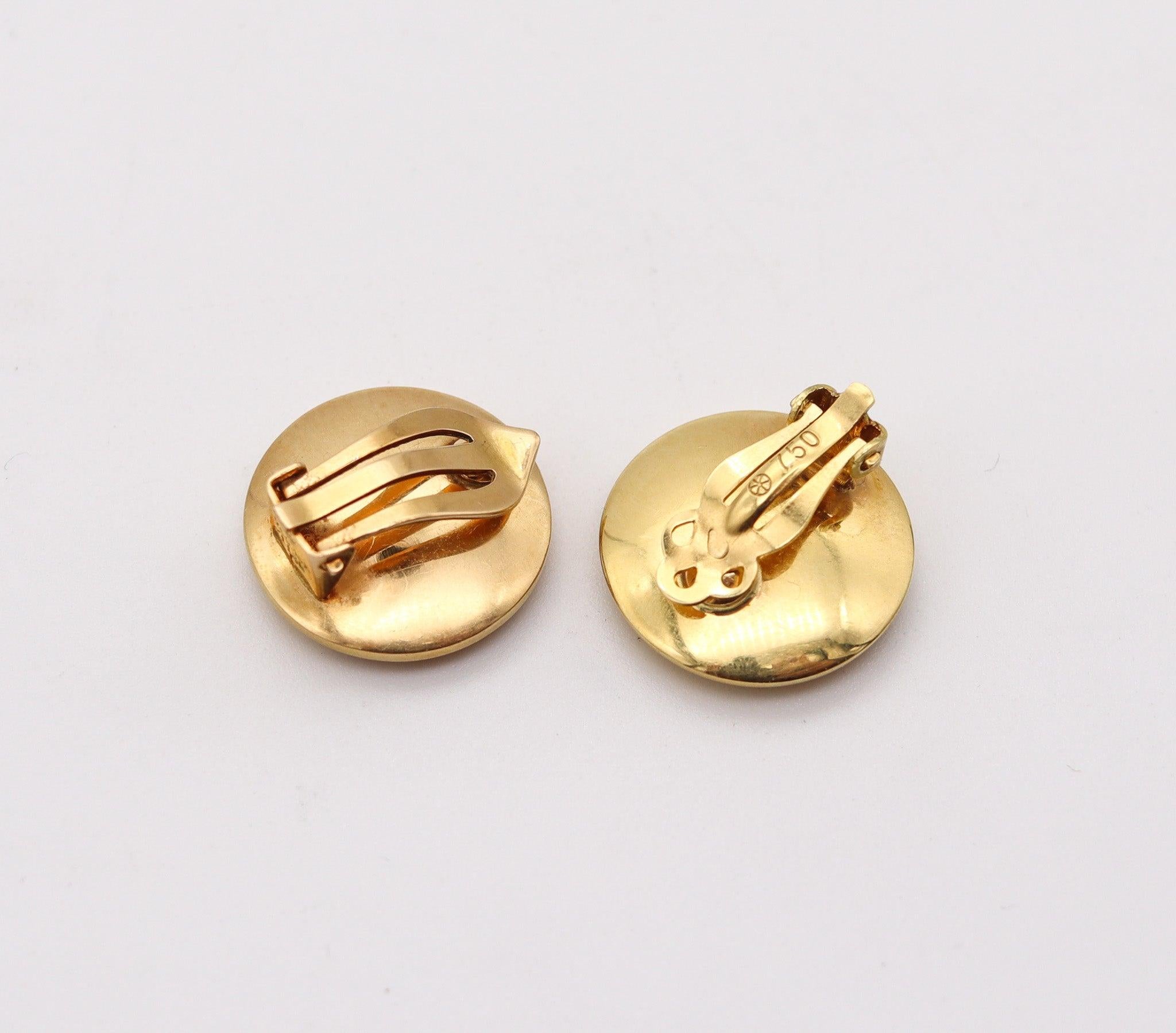 Modernist GEORG JENSEN 1960 Nanna Ditzel Clips-On Earrings In 18Kt Yellow Gold Model 1136C For Sale