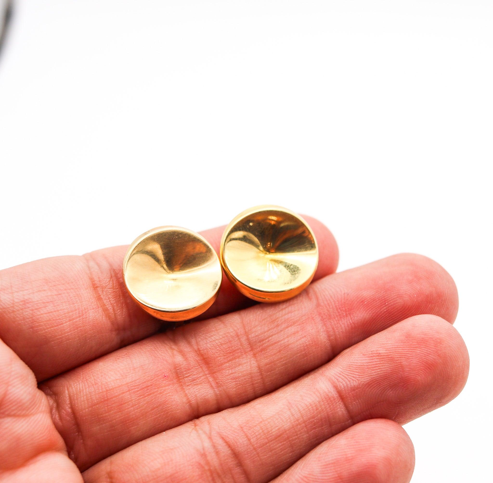 Women's GEORG JENSEN 1960 Nanna Ditzel Clips-On Earrings In 18Kt Yellow Gold Model 1136C For Sale
