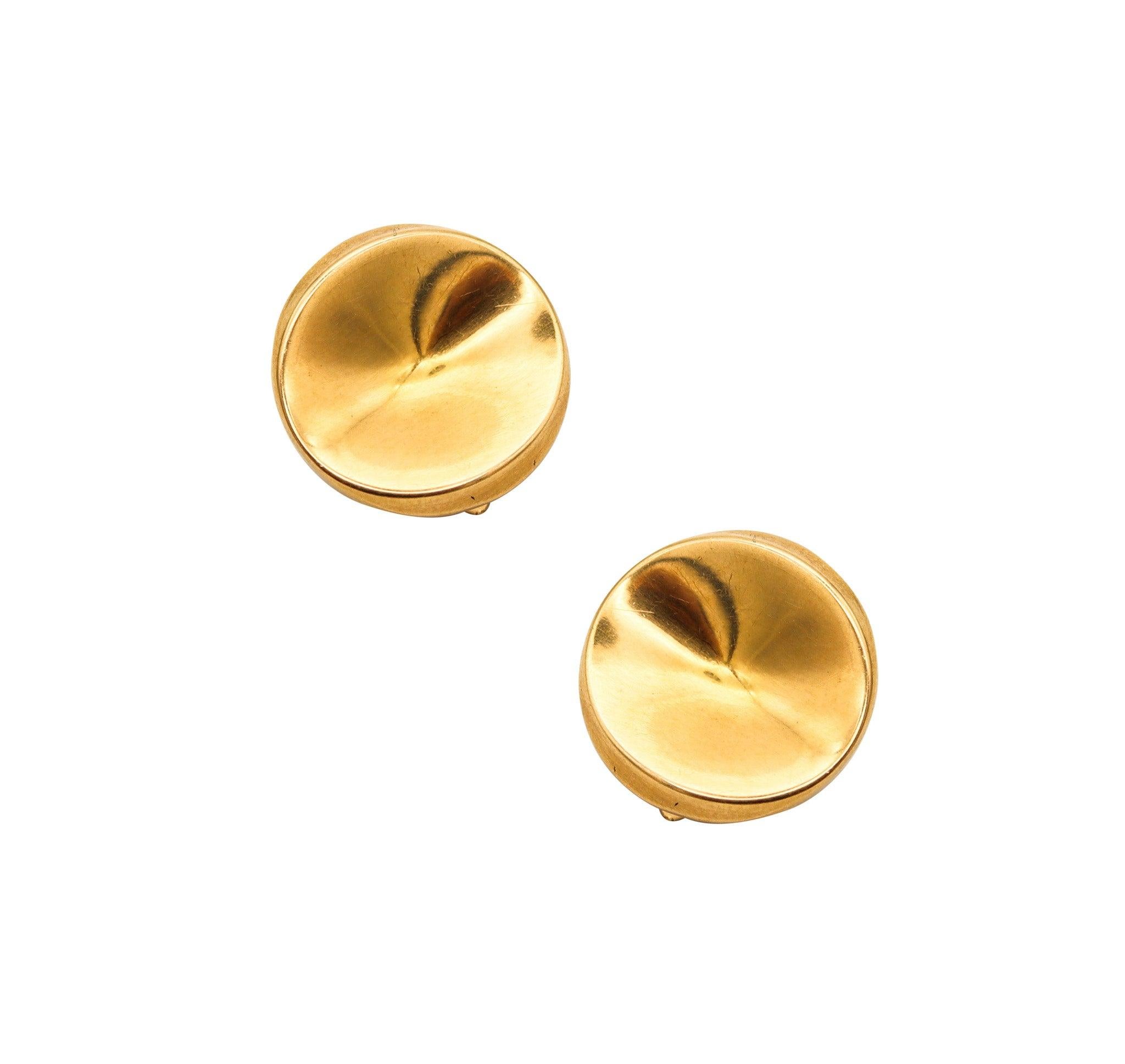 GEORG JENSEN 1960 Nanna Ditzel Clips-On Earrings In 18Kt Yellow Gold Model 1136C For Sale 1