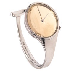 GEORG JENSEN 1970-1980 By Vivianna Torun Cuff Wrist Watch In Stainless