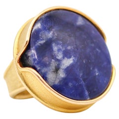 Georg Jensen 1970 Cocktail Ring In 18Kt Yellow Gold With Blue Sodalite 