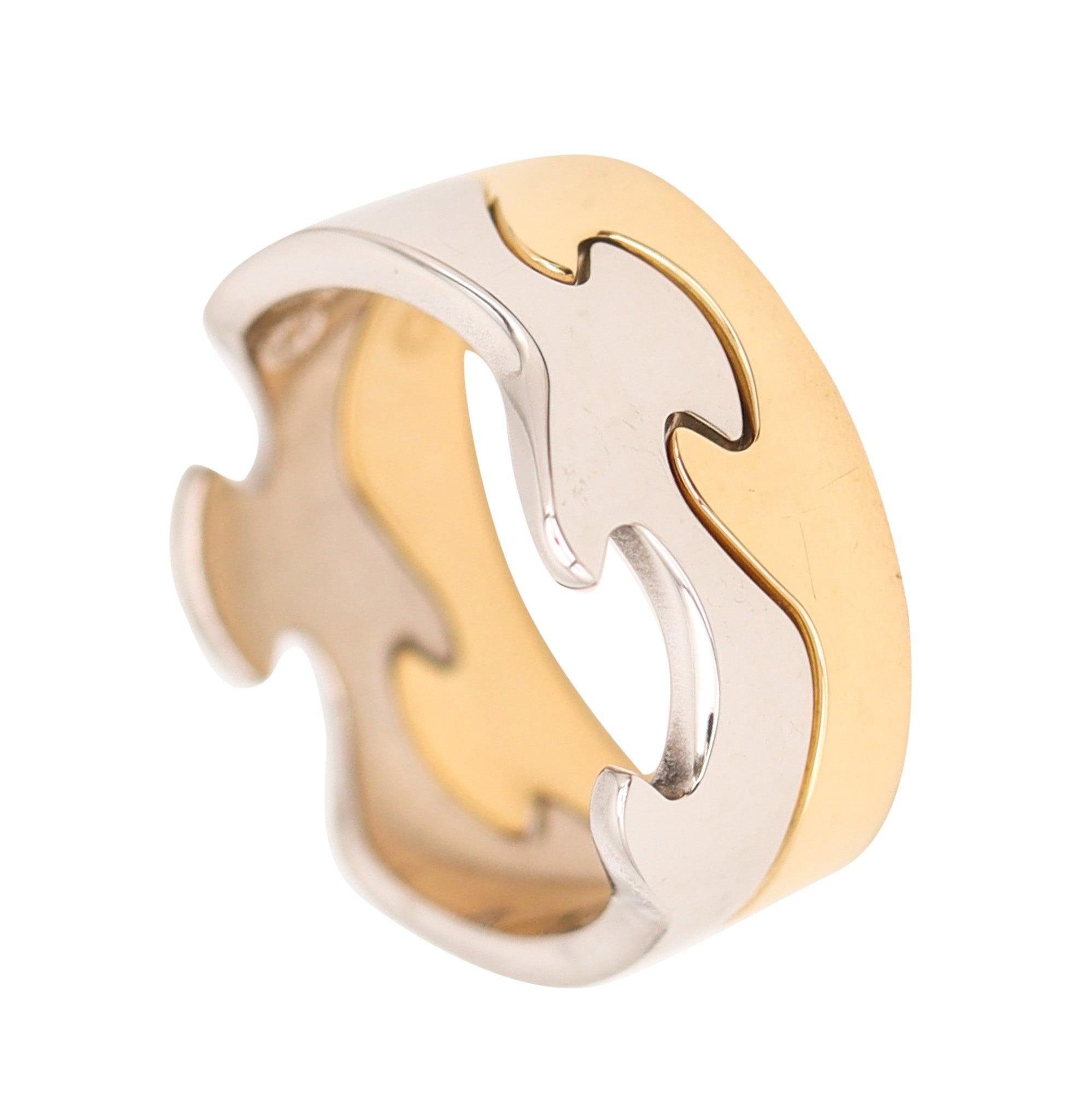 GEORG JENSEN 1970 Dänemark von Nina Koppel Fusion Puzzle Duo Ringe in 18Kt Gold (Modernistisch) im Angebot