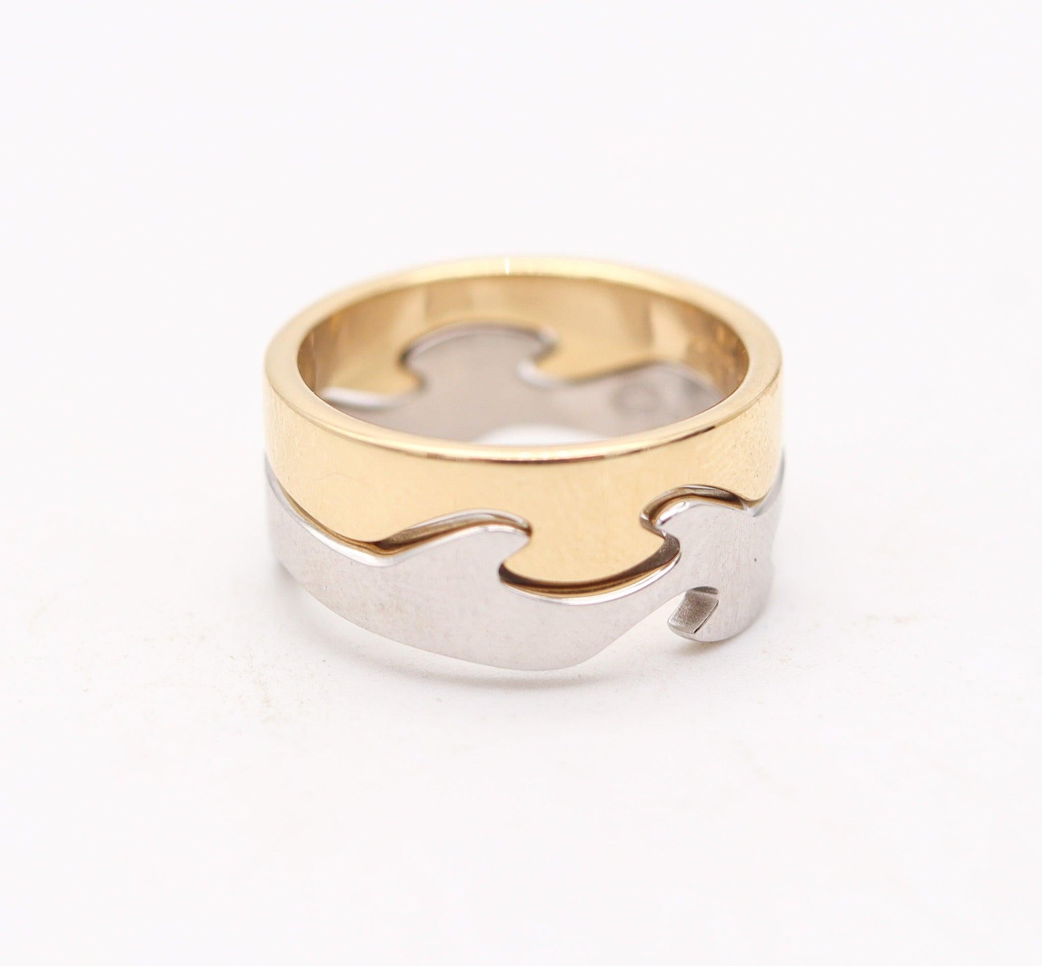 GEORG JENSEN 1970 Dänemark von Nina Koppel Fusion Puzzle Duo Ringe in 18Kt Gold im Angebot 2