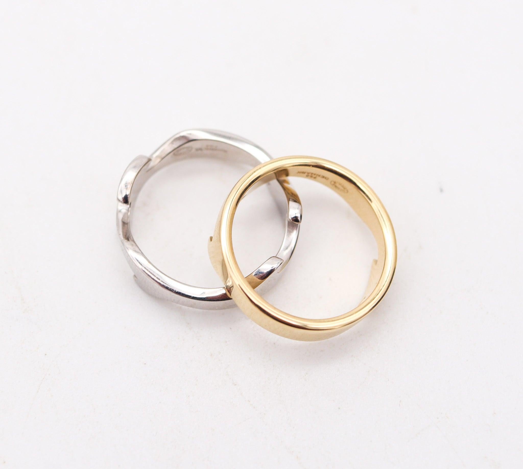GEORG JENSEN 1970 Dänemark von Nina Koppel Fusion Puzzle Duo Ringe in 18Kt Gold im Angebot 3