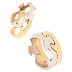 GEORG JENSEN 1970 Denmark By Nina Koppel Fusion Puzzle Duo Rings In 18Kt Gold
