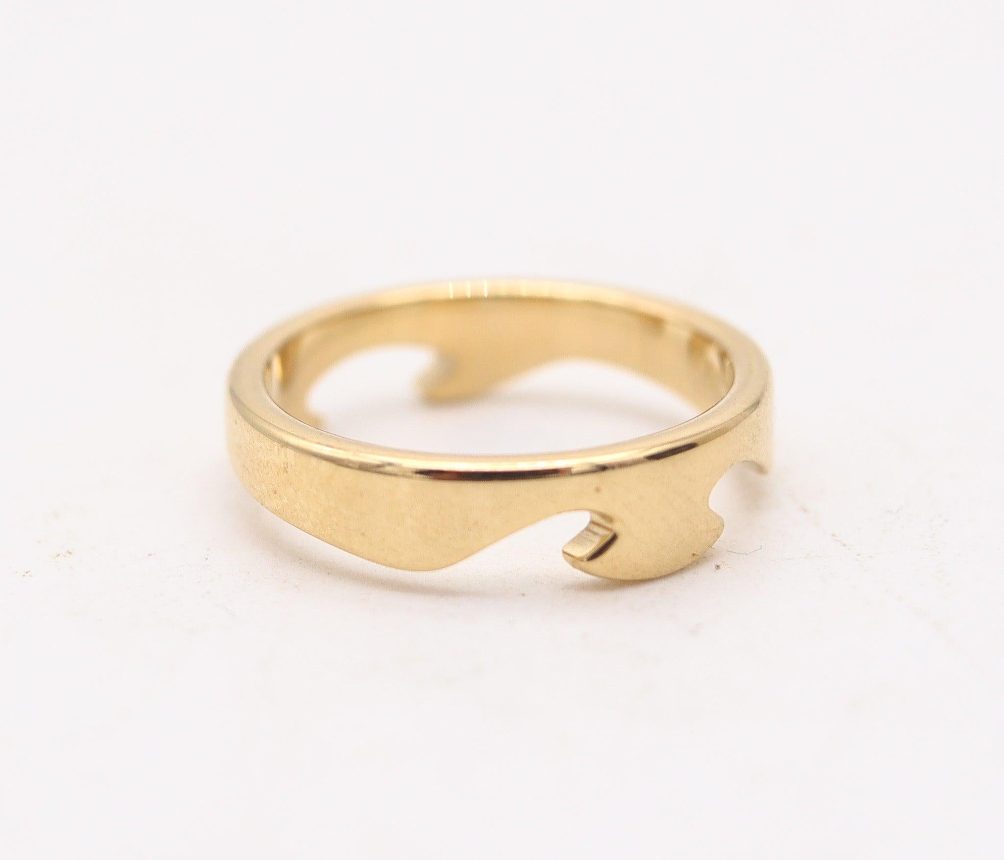 Moderniste GEORG JENSEN 1970 Danemark Par Nina Koppel Bague Puzzle Fusion En Or Jaune 18Kt en vente