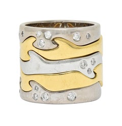 Georg Jensen 1990 puzzle vintage en or bicolore 18 carats et diamants Nina Koppel  Bague