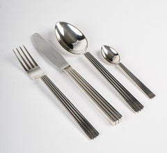 Georg Jensen 24 Pièces Bernadotte Argenterie Fourchette Couteau Cuillère Café en Argent