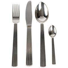 Georg Jensen 24 Pieces Bernadotte Silverware Fork Knife Spoon Coffee in Silver