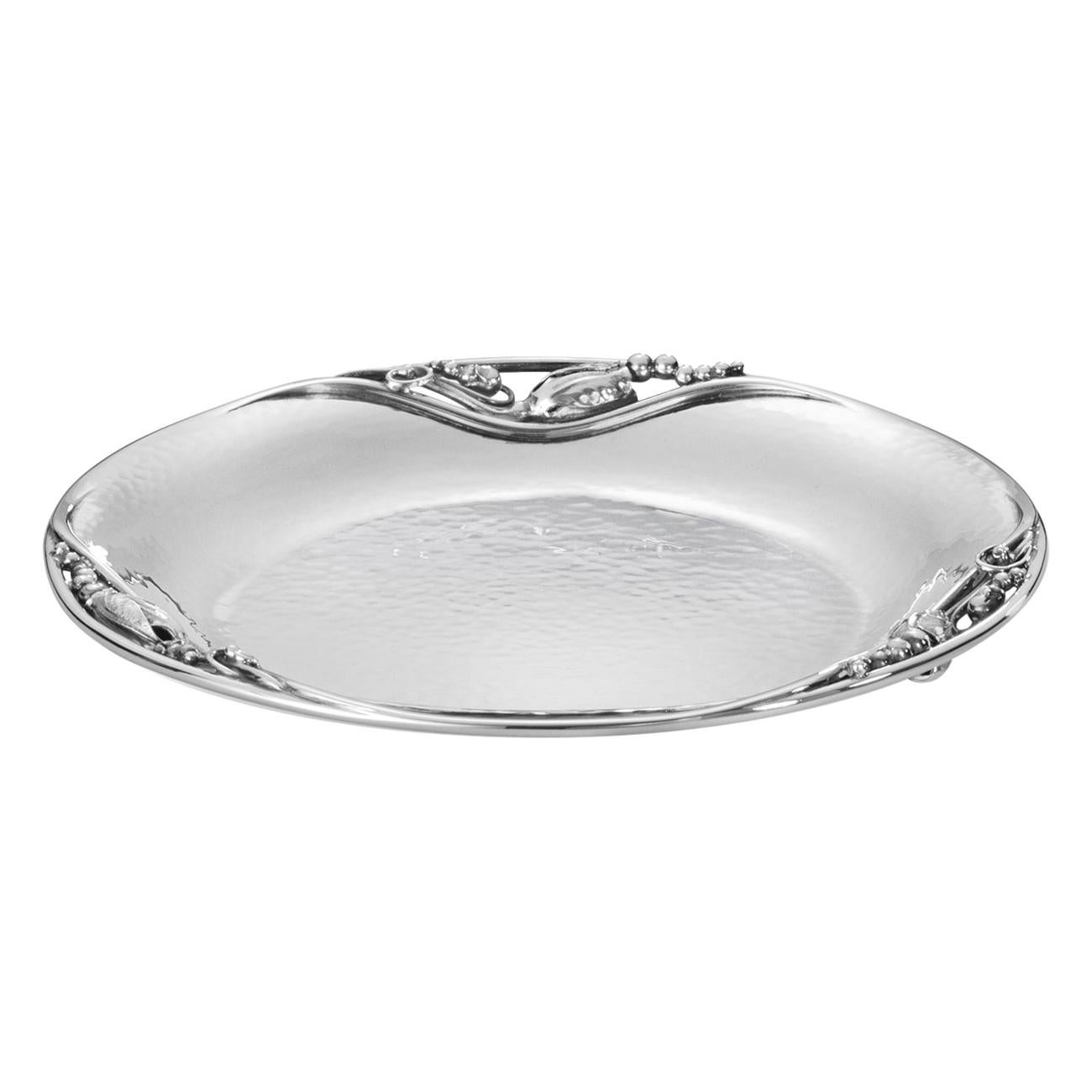 Georg Jensen 2A Handcrafted Sterling Silver Blossom Wine Bottle Tray