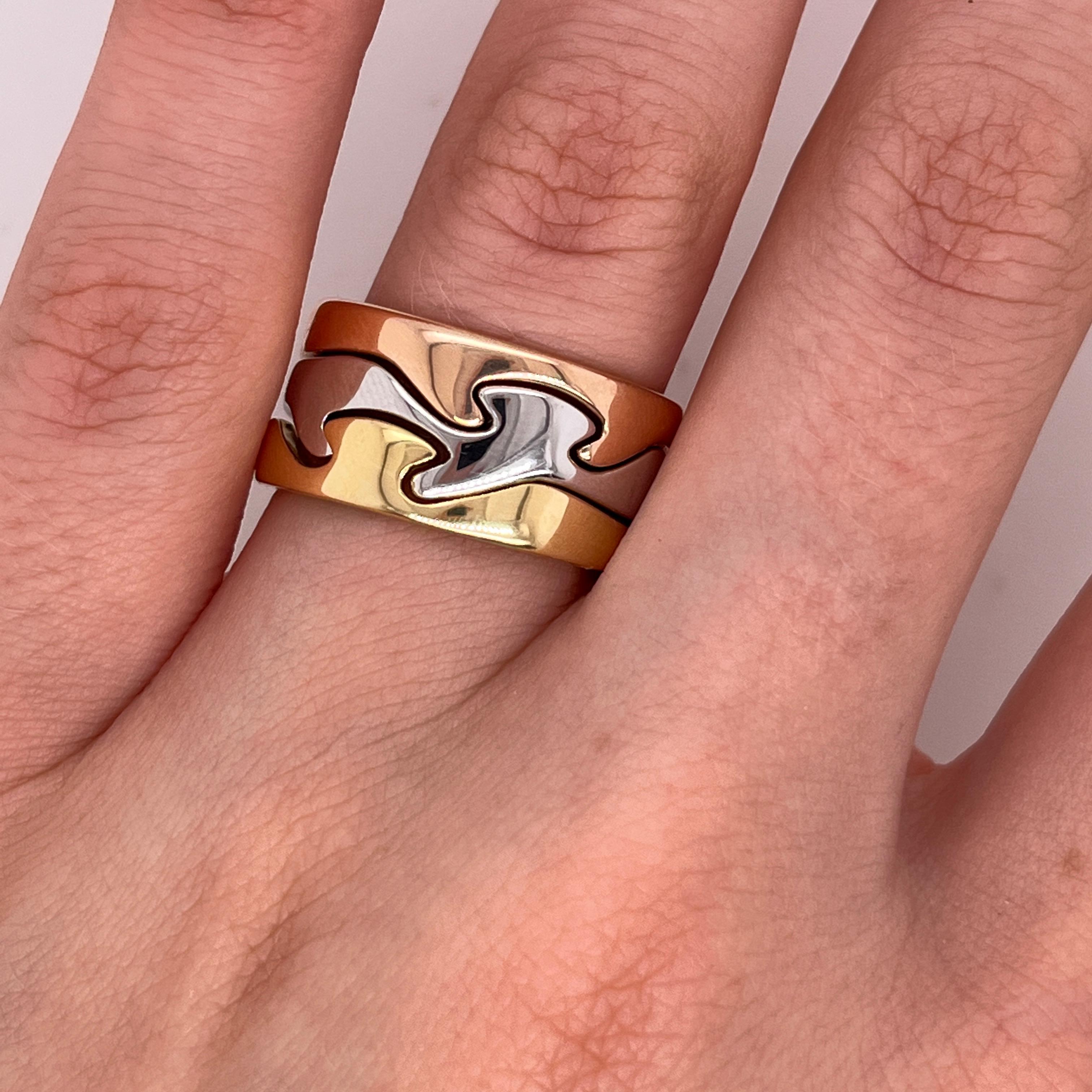 Georg Jensen 3 Band 18ct Gelb-, Weiß- und Roségold Dreiteiliger Ring Damen im Angebot