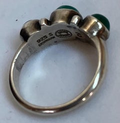 Georg Jensen 3 Stone Chrysoberyl Ring #3 Sterling Silver Denmark Estate Find
