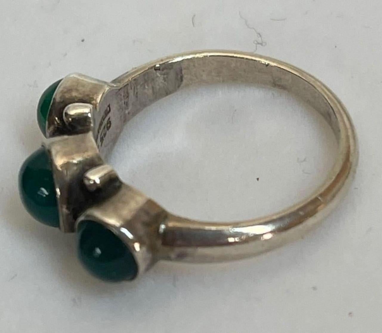 Georg Jensen 3 Stein Chrysoberyll Ring #3 Sterlingsilber Dänemark Nachlass Fund (Cabochon) im Angebot