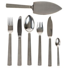 Georg Jensen 37 Pieces Bernadotte Silverware Fork Knife Spoon Coffee in Silver