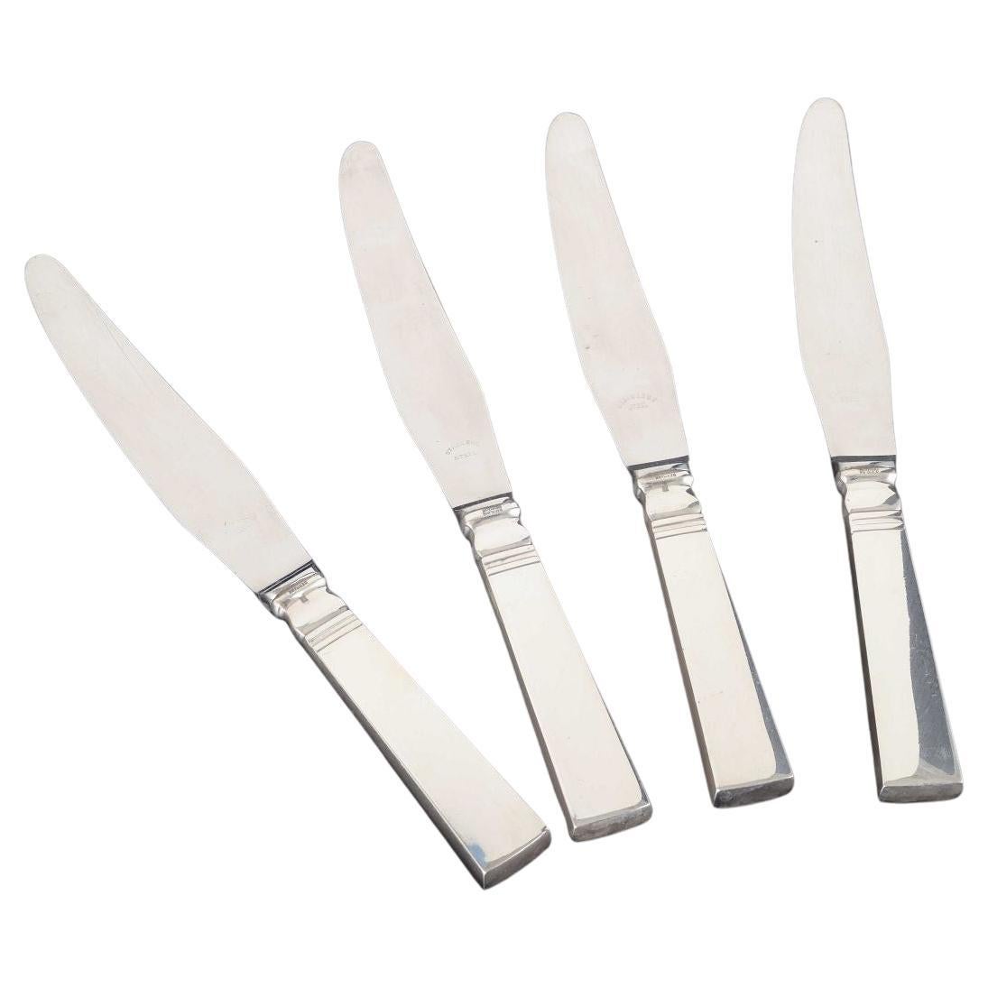Georg Jensen 4 dinner knives, “Acadia / Blok”. Sterling silver, stainless steel.