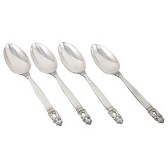 Georg Jensen. 4 soup spoons, “Acorn / Konge”. Sterling silver, after 1944.