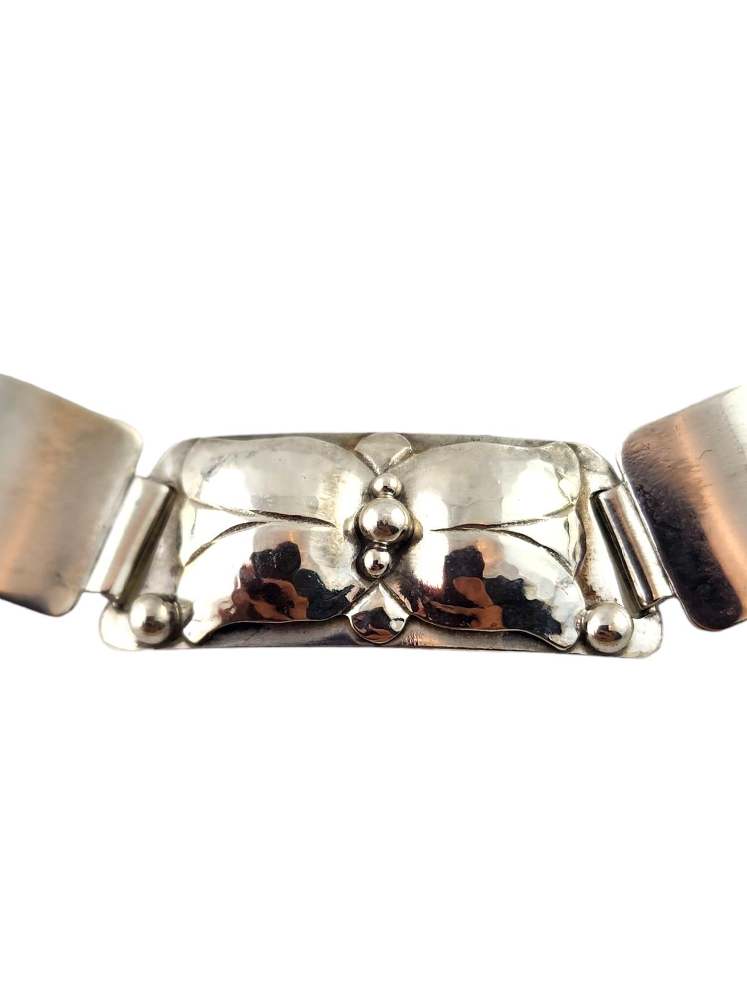 Georg Jensen #465 USA Sterling Silver Tulip Panel Link Necklace #18284 In Good Condition For Sale In Washington Depot, CT