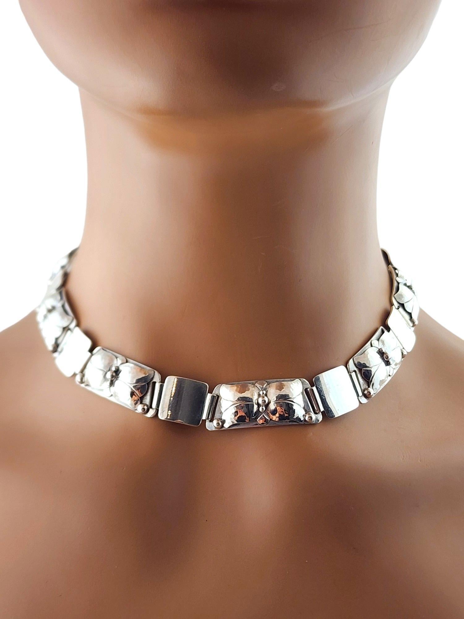 Georg Jensen #465 USA Sterling Silver Tulip Panel Link Necklace #18284 For Sale 4