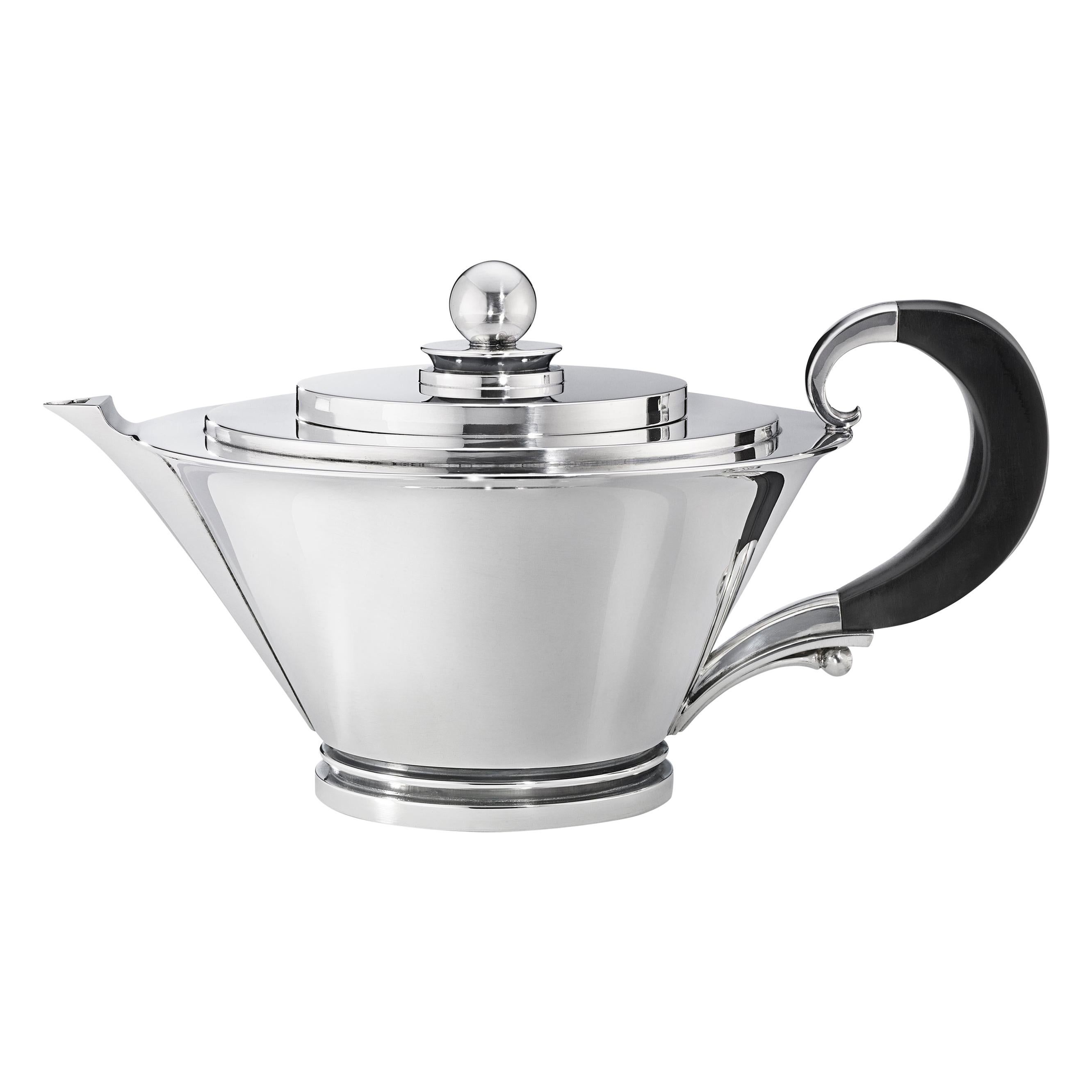 Georg Jensen 600B Sterling Silver and Ebony Teapot by Harald Nielsen For Sale