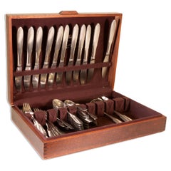 Georg Jensen 70 Piece Stainless Steel Satin Mitra Pattern Silverware Set