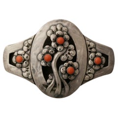 Georg Jensen 826 boucle de ceinture ancienne en argent avec corail