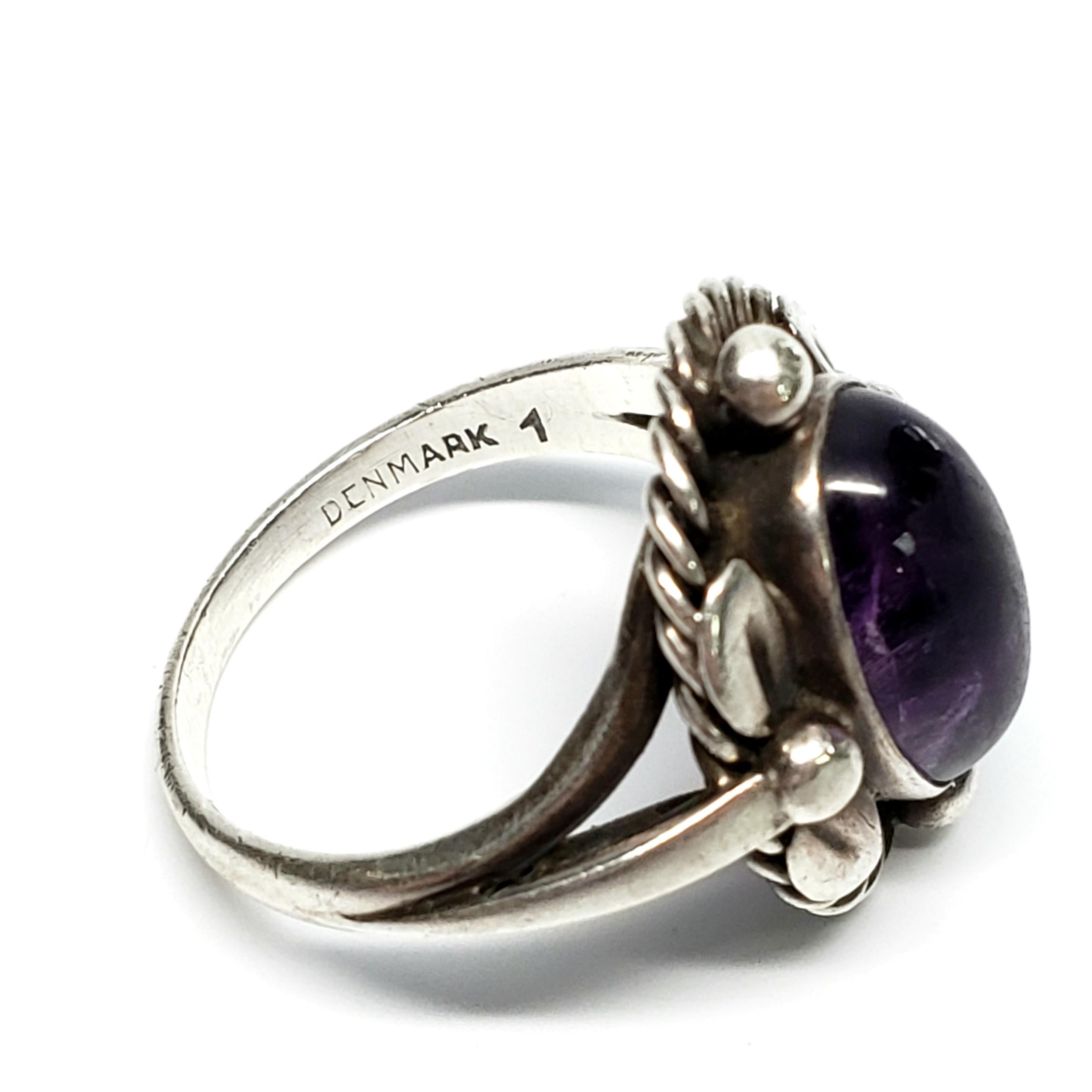 Georg Jensen 830 Silver Amethyst Ring #1 4