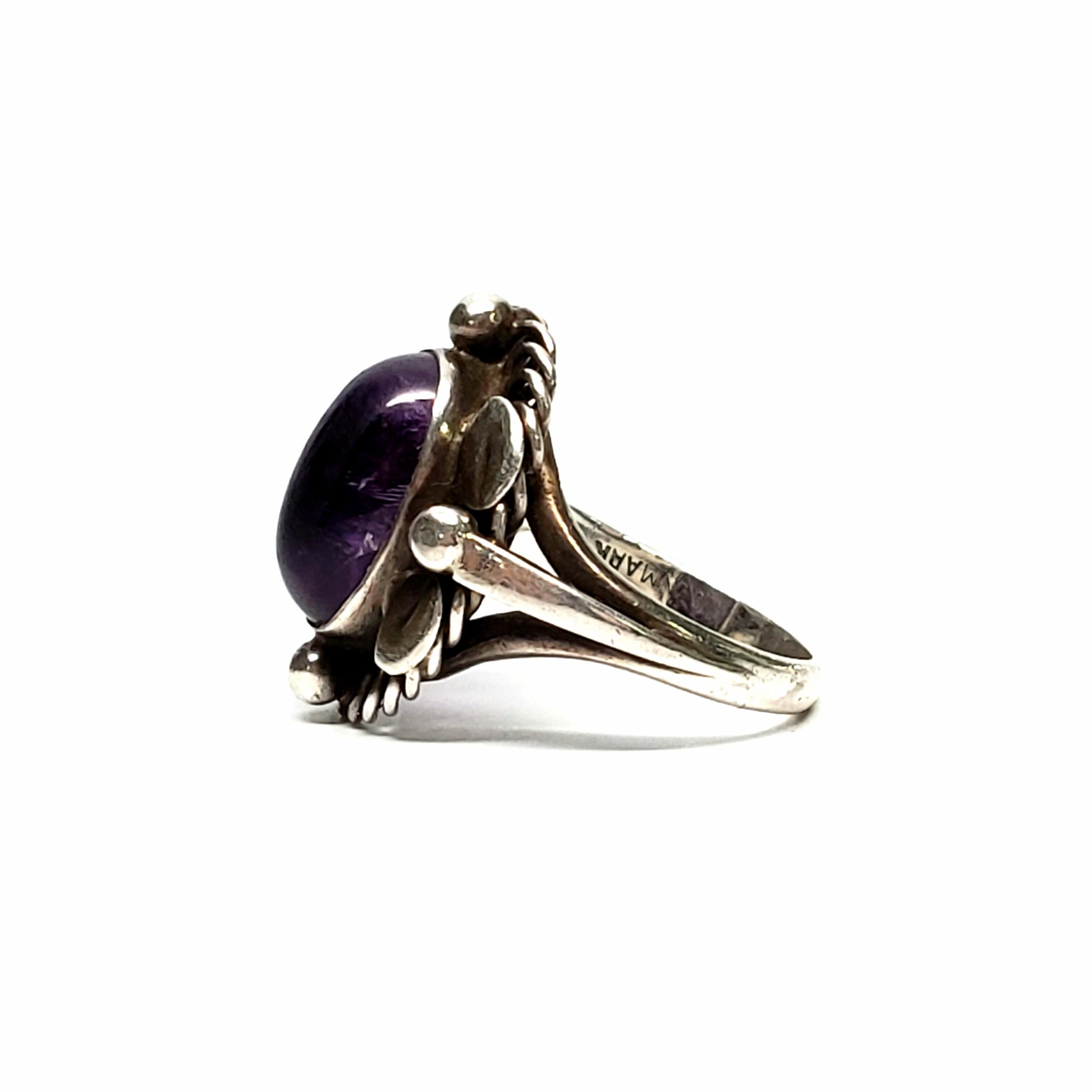 Georg Jensen 830 Silver Amethyst Ring #1 In Good Condition In Washington Depot, CT