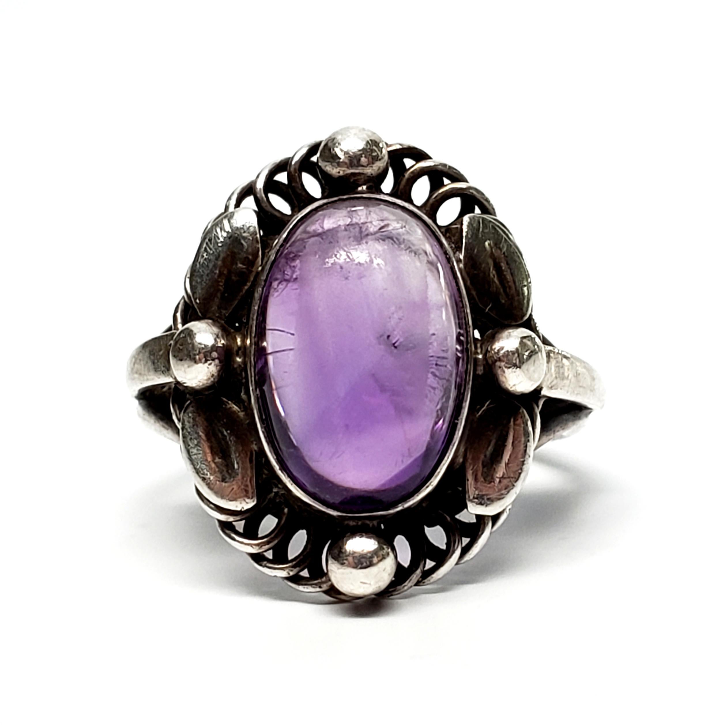 Georg Jensen 830 Silver Amethyst Ring #1 1