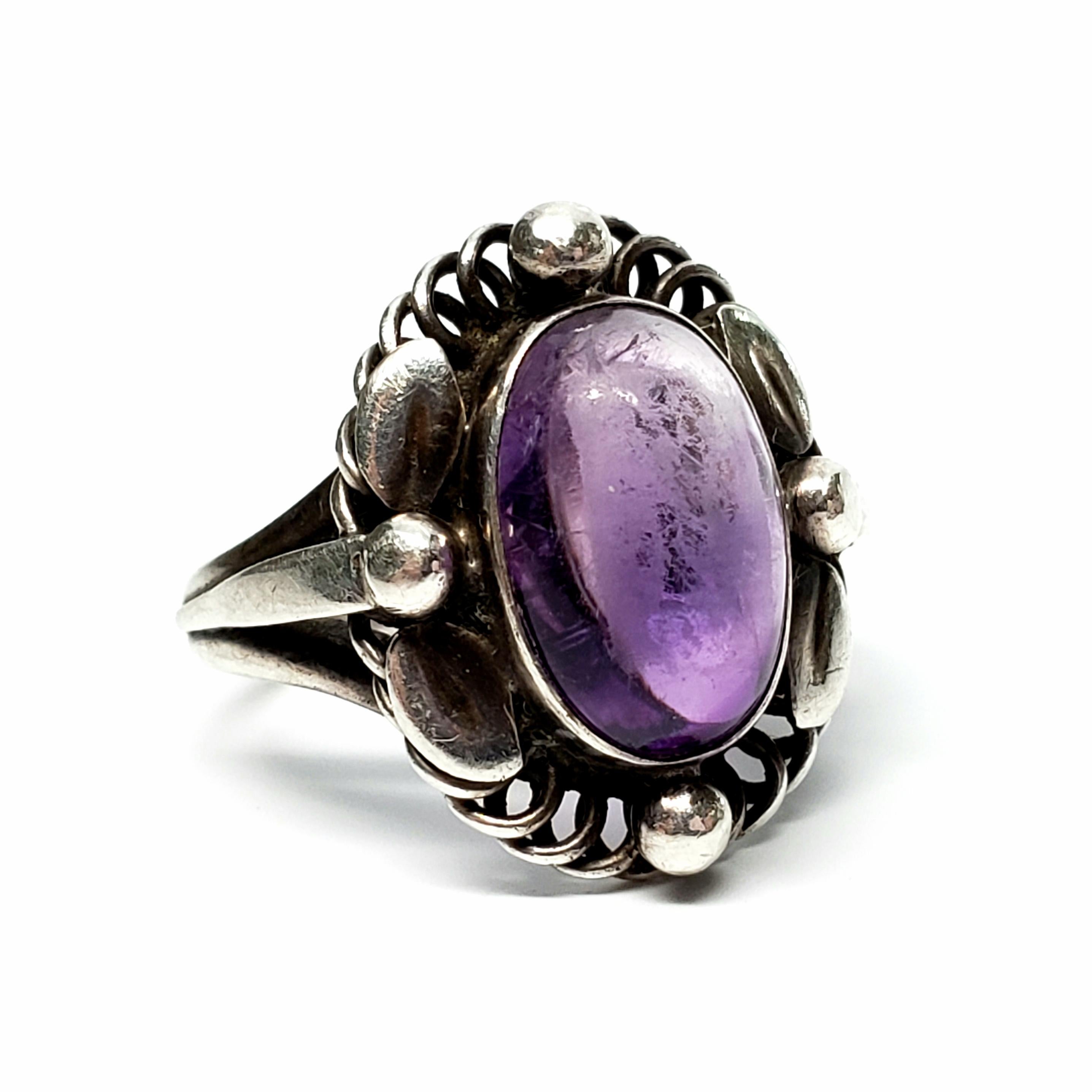 Georg Jensen 830 Silver Amethyst Ring #1 2