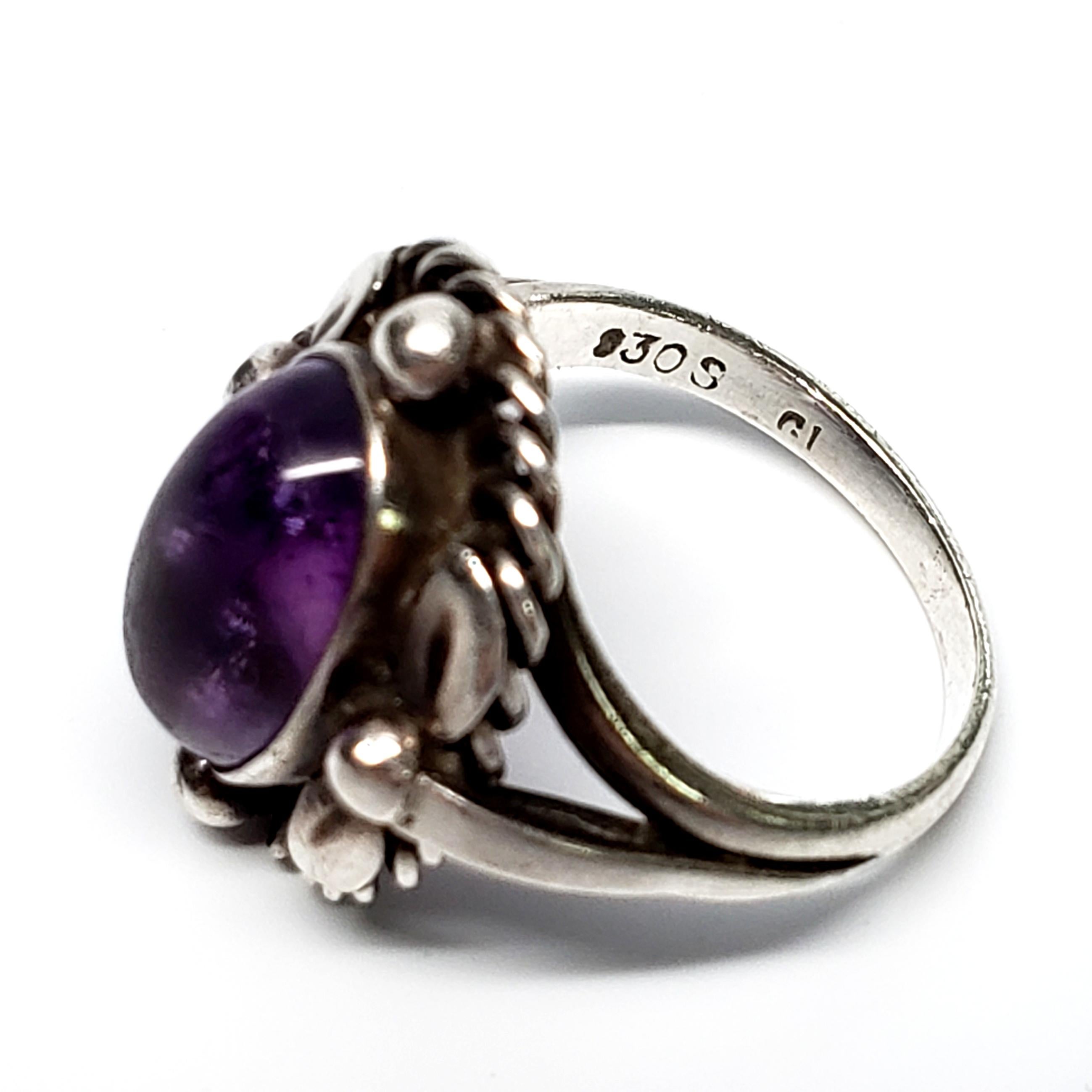 Georg Jensen 830 Silver Amethyst Ring #1 3